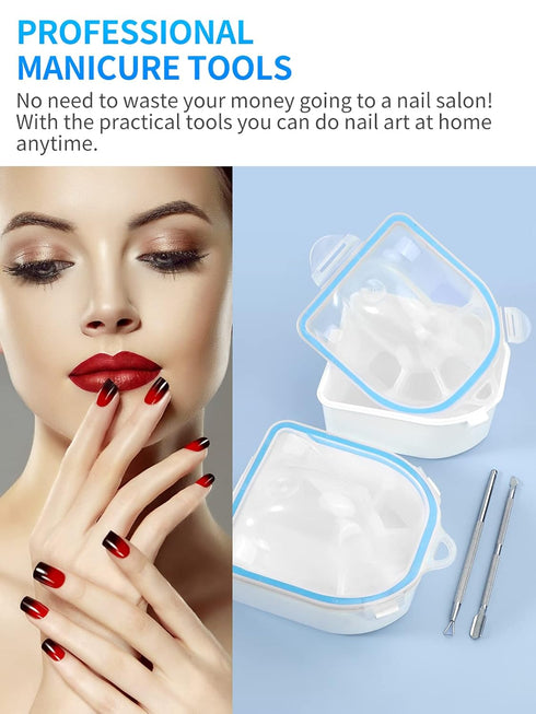 Nail Soaking Bowl 2PCS Set, Gel Polish Dip Powder Remover Manicure Bowl with Triangle Cuticle Peeler and Stainless
