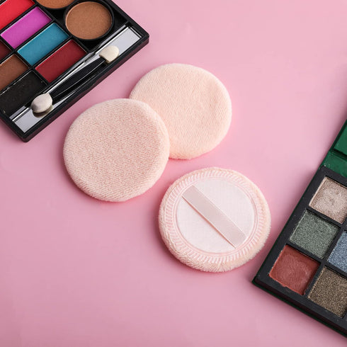 Sibba Loose Powder Puff, 12 Pieces Round Velour Face Makeup Compact Body Container for Setting Foundation Cream