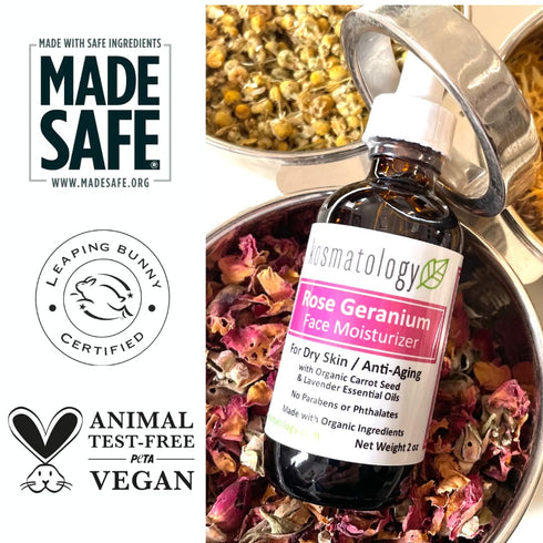 Rose Geranium Organic Facial Moisturizer | Anti-Aging Hydration for Dry & Sensitive Skin