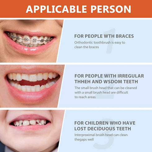 Healifty 4 Pcs Hard Denture Brush - Double Sided Toothbrush for Fake Teeth Cleaning (Orange)