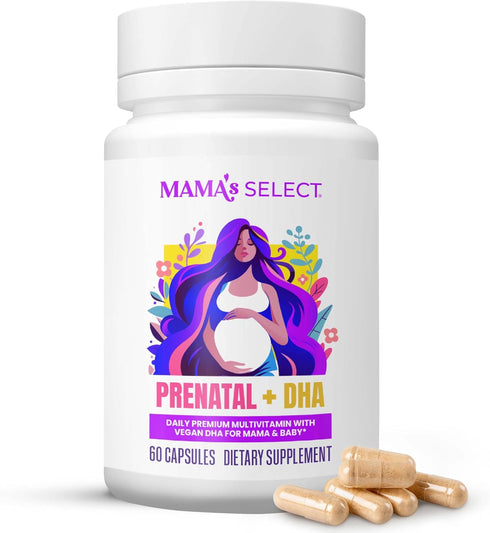 Mama's Select Prenatal Vitamins with Vegan DHA Fish-Free, No Fish Burps, Allergen-Free,