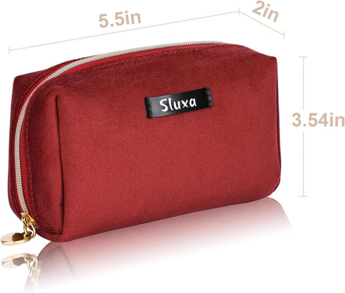 Small Travel Makeup Bags for Women, Wine Red Compact Cosmetic Bag, Travel Accessories
