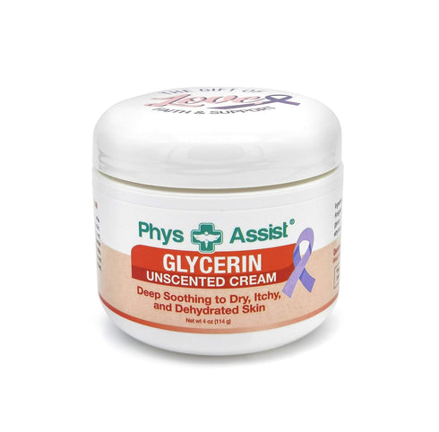 PhysAssist Oncology Glycerin Unscented Moisturizer Cream for Dry Stressed Skin, Fragrance Intolerances after Radiation
