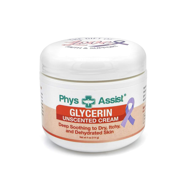 PhysAssist Oncology Glycerin Unscented Moisturizer Cream for Dry Stressed Skin, Fragrance Intolerances after Radiation
