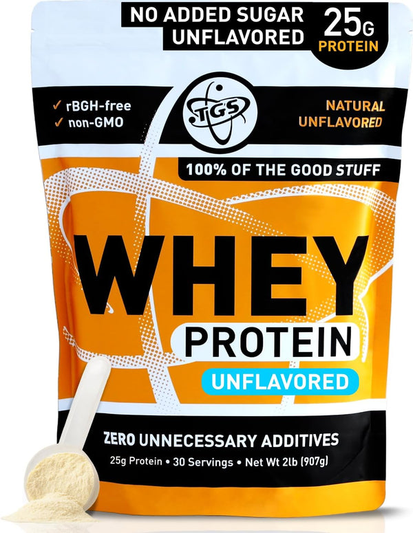 Whey Protein Powder, Unflavored, Unsweetened, Keto Friendly, 2lb, Low Carb, Low Calorie, No Soy, Made in USA