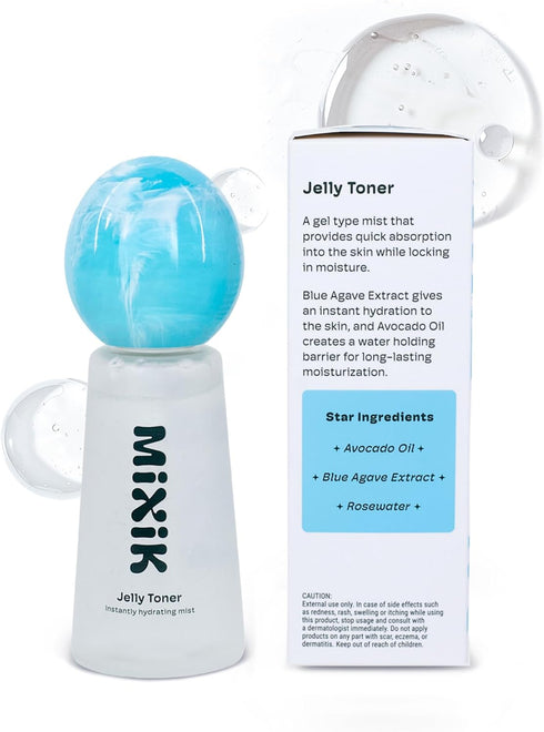 Jelly Toner Spray for Face - Skincare Mist, Alcohol-Free Facial Toner for Hydrating, made of Rose Water, Avocado Oil, Blue Agave Extract (80 ml (2.7 fl oz) Full Size)