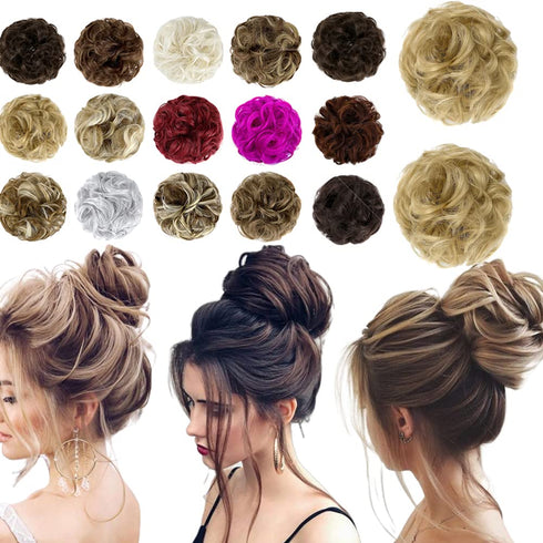 Messy Hair Bun Thick Updo Scrunchies - Ponytail Extension Hair Pieces for Women (Ash Blonde)