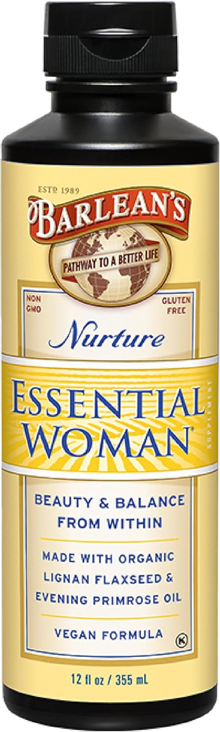 Barlean's Essential Woman Liquid Supplement, 12 oz, Organic Flaxseed, Evening Primrose Oil & Soy Isoflavones for