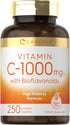 Carlyle Vitamin C, 1000mg with Bioflavonoids, 250 Caplets, with Rose HIPS, Vegetarian, Non-GMO, Gluten Free