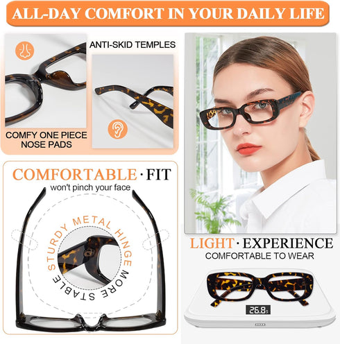 MARE AZZURO Stylish Reading Glasses for Women, Unique Readers 0 1.00 to 6.00, Brown, 1.25