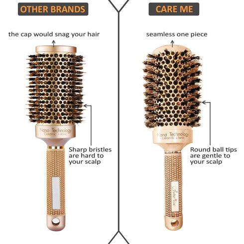 Salon Boar Round Brush for Blow-Dry, Straightening, Styling, Curling Medium Hair, Ceramic Vented Roller (1.7" Barrel,