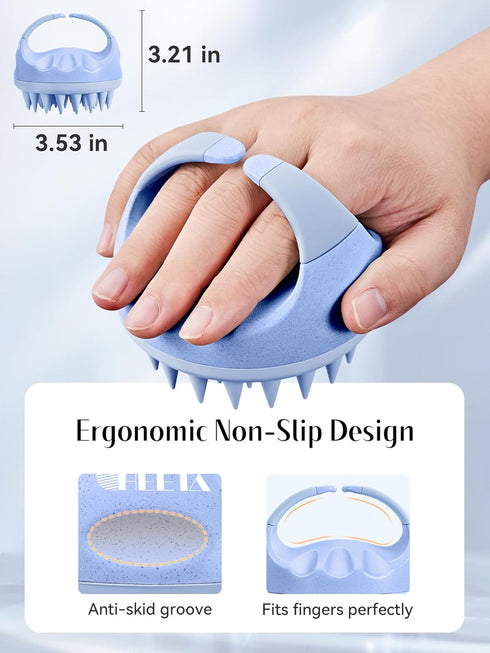 HEETA Scalp Massager Hair Growth with Soft Silicone Bristles to Remove Dandruff and Relieve Itching, Shampoo Brush for Hair Care & Relax Scalp, Scalp Scrubber for Wet Dry Hair (Pink & Blue)