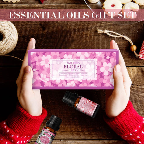 SALKING Floral Essential Oils Set, Premium Pure Natural Oils, 6 x 10 ML Fragrance Oils for Oil Diffusers - Lavender,