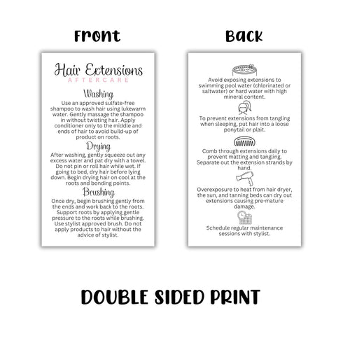 Hair Extension Aftercare Instruction Card, 50 pk, Do s and Don ts for Extensions Care