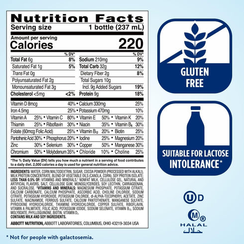 Ensure Original Dark Chocolate Nutrition Shake, Meal Replacement Shake, 24 Pack, Plastic Bottle