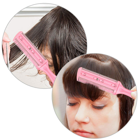 Maitys 3 Pieces Hair Cutting Comb Set with 10 Razors, Double Edge Razor and Thinning Comb in White, Pink, Blue