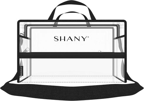SHANY Clear PVC Water-Resistant Travel Tote Bag, Large See-Thru Bag with Adjustable Shoulder Straps and Zippered Pockets