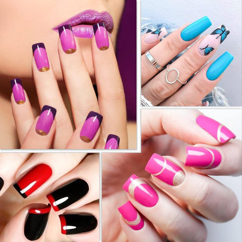 krofaue 500PCS French Style False Nails Tips, Acrylic Artificial Half Cover Manicure with Box of 10 Sizes (White)