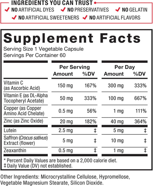 FORCE FACTOR Complete Eye Health, 60 Capsules | Clinical Strength Eye Vitamins with Lutein & Zeaxanthin for Vision