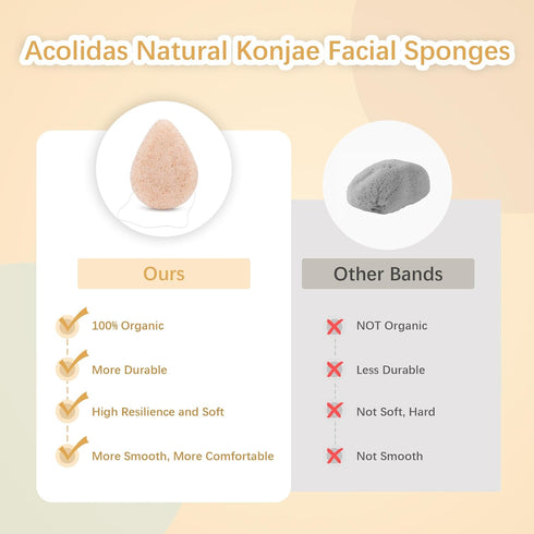 Konjac Exfoliating Organic Cleansing Facial Sponges Set, Natural Walnut Charcoal for Exfoliator Skincare Makeup Removal