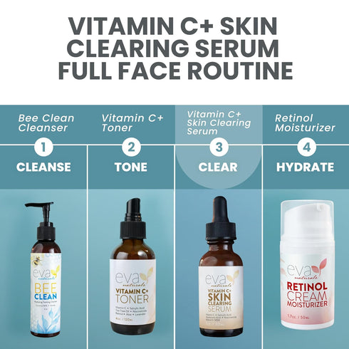 Vitamin C Serum for Face - Skin Clearing Serum with Salicylic Acid, Retinol, Niacinamide, and Hyaluronic Acid (1 oz)