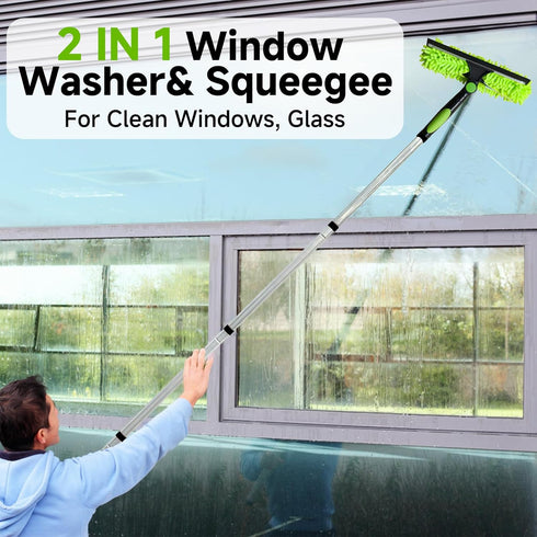 LILISPAI 67'' 2-in-1 2 2 Window Squeegee Cleaner Tool with Extension Pole, Squeegee for Window Cleaning Kit