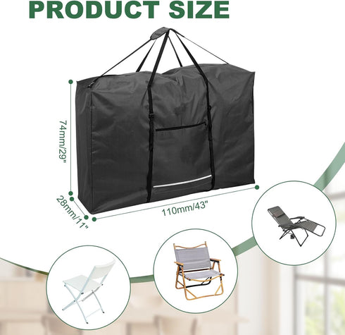 600D 43"L 29"W 11"T, PATIKIL Folding Chair Carry Bag, Oxford Heavy Duty Waterproof Camping Chair Storage Bag for Zero