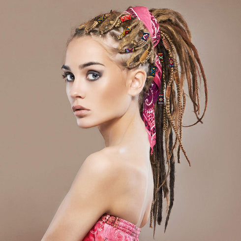 WILLBOND 27 Pcs Wooden Fabric Dreadlock Beads Tube Beads for Hair Braids Jewelry, DIY Accessories