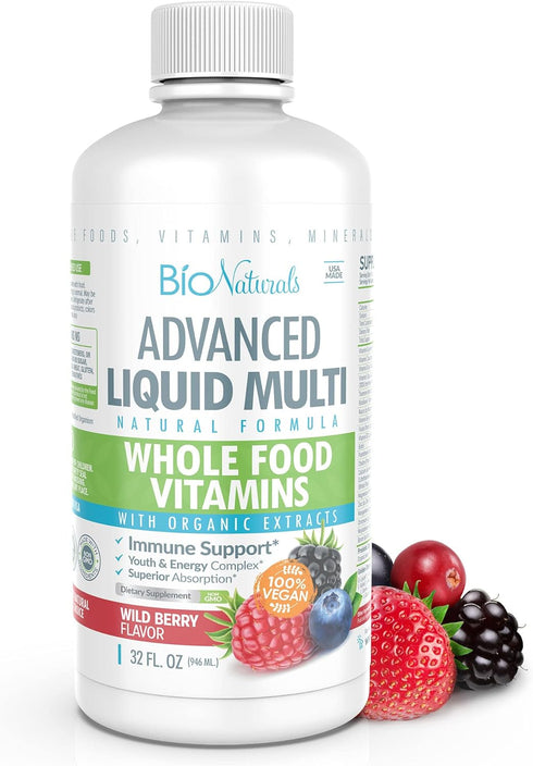 Bio Naturals Liquid Whole Food Multivitamin for Men & Women with Over 100 Ingredients - 100% Vegan - 32 oz