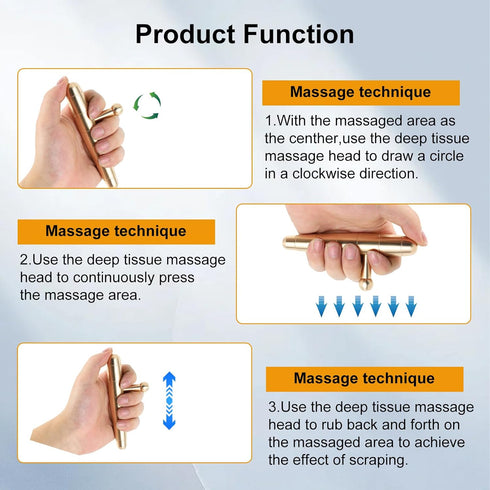T-Bar Trigger Point Massager Tool - Copper Deep Tissue Massage Tool, Witha Small Massage Pen, for Neck Shoulder Back