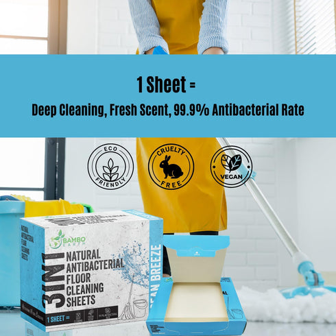 90 Pcs All Natural Floor Cleaner Sheets - Biodegradable and Dissolvable Multipurpose Mopping Soap Detergent Strips