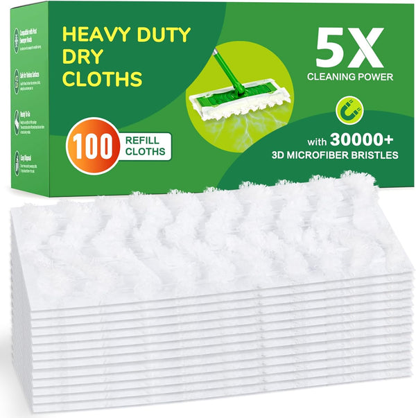 NXPPYY 100ct Dry Sweeping Cloths for Swiffer Sweeper Mop, Heavy Duty Microfiber Duster