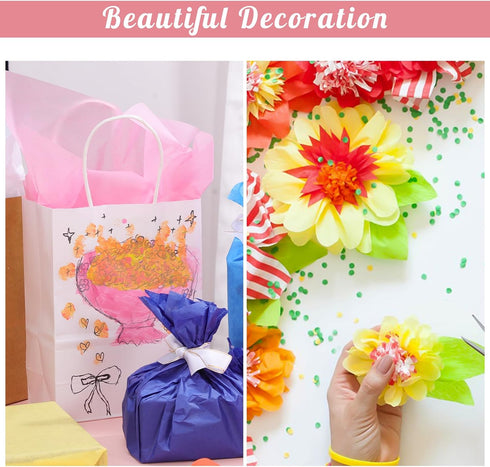 160 Sheets Colored Tissue Paper Bulk, 14 X 20 Inches for Gift Bags, DIY Crafts, Weddings, and Birthdays