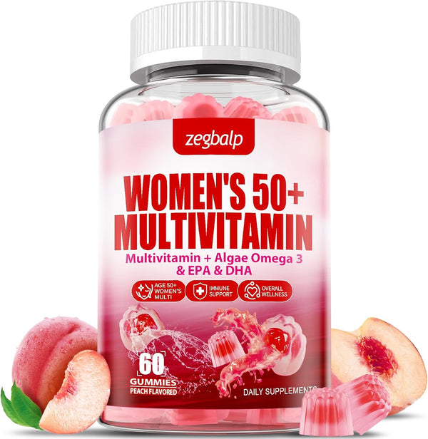 ZEGBALP Sugar-Free Womens Multivitamin 50 Plus Gummies with Calcium, Magnesium, Zinc, Vitamin A,
