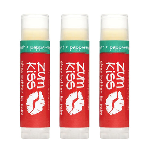 Indigo Wild Zum Kiss Stick - Natural Lip Balm with Organic Beeswax, Peppermint Flavored Hydrating Lip Moisturizer 3 Pack
