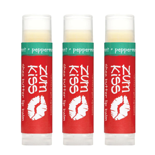 Indigo Wild Zum Kiss Stick - Natural Lip Balm with Organic Beeswax, Peppermint Flavored Hydrating Lip Moisturizer 3 Pack