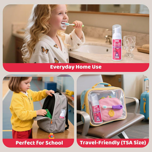 NOHOO Fluoride Free Foam Toothpaste Kids Fruit Flavour,Natural Training Toothpaste for Baby Toddler Children Oral