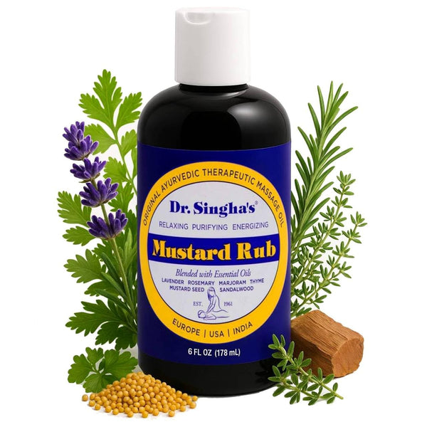 Dr. Singha's Mustard Rub, Original Ayurvedic Massage Oil, Relaxing, Purifying, Energizing, 6 oz, Made in USA