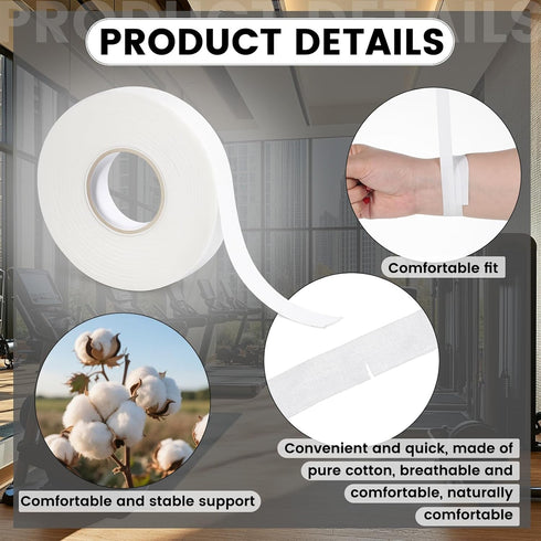 Thinp 2 0.5 Inch 32.8 Pcs White Athletic Tape, X Ft/Roll Strong Adhesive Finger Tape for Sports Breathable Cotton