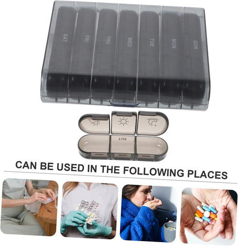 Portable Weekly Medicine Organizer Case Storage Container for Travel and Home Lightweight Pill Dispenser Box Featuring