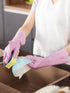 LANON Skin-Friendly Cleaning Gloves, Reusable Dishwashing Kitchen Gloves with Cotton Flocked Liner, Mauve Mist