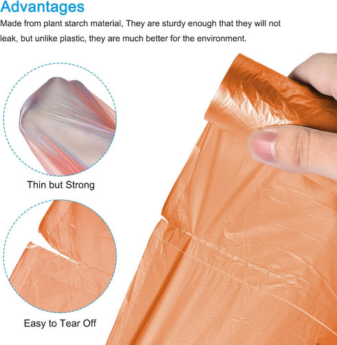 MECCANIXITY 2-4 Gallon Orange Small Trash Bags, 100 Counts for Kitchen, Office, Bathroom, Bedroom