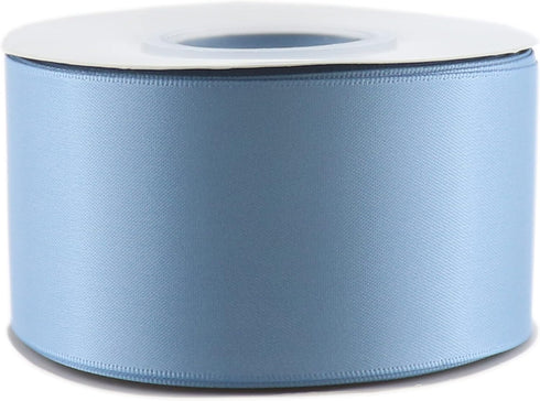 Dusty Blue Ribbon, 2 Inch Thick Double Face Satin for Christmas Tree, Bridal Bouquet, Baby Shower Crafts, 25 Yards