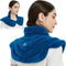 Microwavable Heat Pad for Neck and Shoulders, Weighted Moist Heating Wrap for Pain Relief, Blue