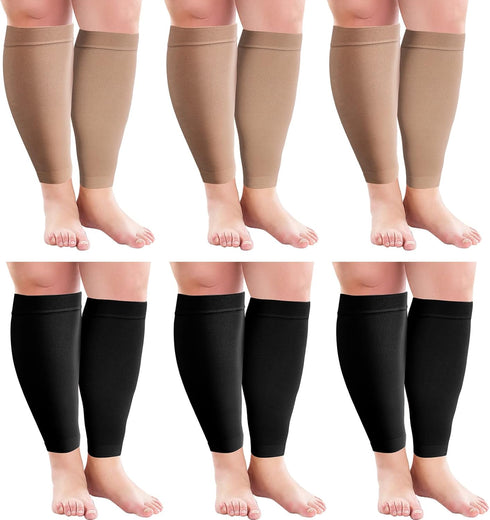 Syhood 6 Pairs 3XL Wide Plus Size Calf Compression Socks Leg Brace Socks,