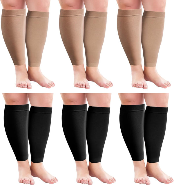 Syhood 6 Pairs 3XL Wide Plus Size Calf Compression Socks Leg Brace Socks,