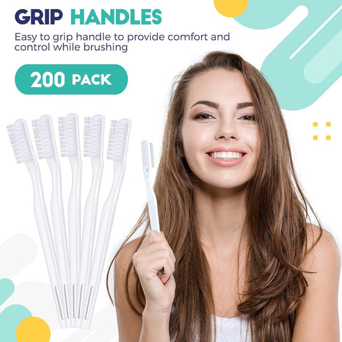 CHENGU 200 Pack Disposable Toothbrushes, Individually Wrapped Soft Bristle Manual Toothbrush for Travel and Hotels