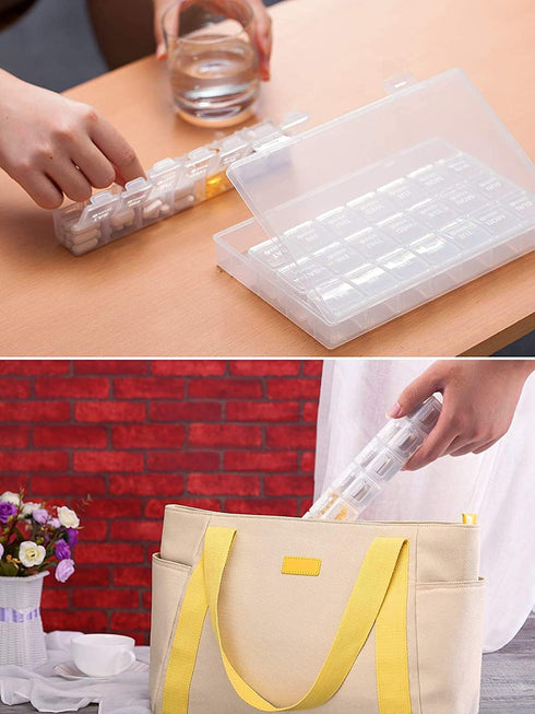 TookMag Monthly Pill Organizer - 28 Day Travel Medicine Pill Box, Large 4 Weeks 1 Month Cases with Dust-Proof Container