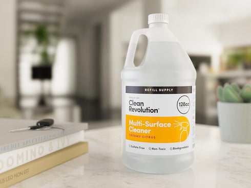 Clean Revolution Multi Surface Cleaner Refill, Non-Toxic Eco-Friendly Plant-Based, Dreamy Citrus, 128 Fl Oz
