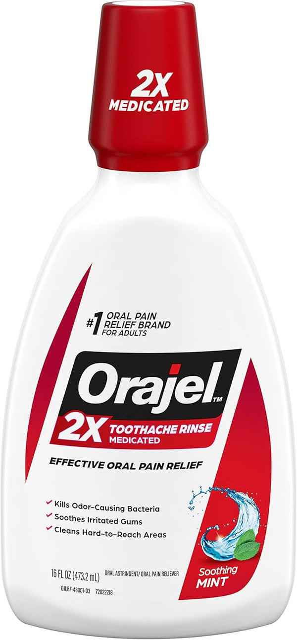 Orajel Toothache Rinse, Analgesic Astringent, Soothing Mint, 16 fl oz
